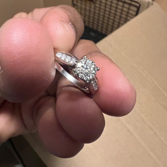 Wedding ring set 10KT White gold - Picture 5 of 17